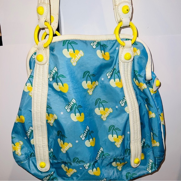🍒 Vintage Super Rare Juicy Couture Purse Bag Blue Cherry Print Handbag 🍒 - Picture 10 of 13